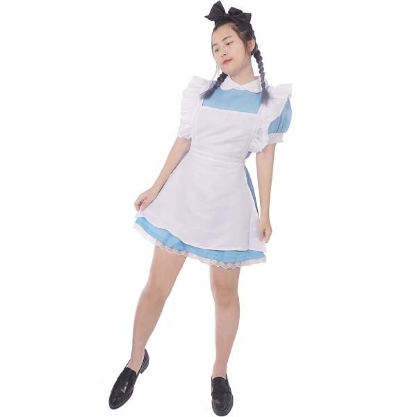 Dienstmädchen Cosplay Kostüm | Kleid mit Schürze und Haarreifen | Größen: S - XL