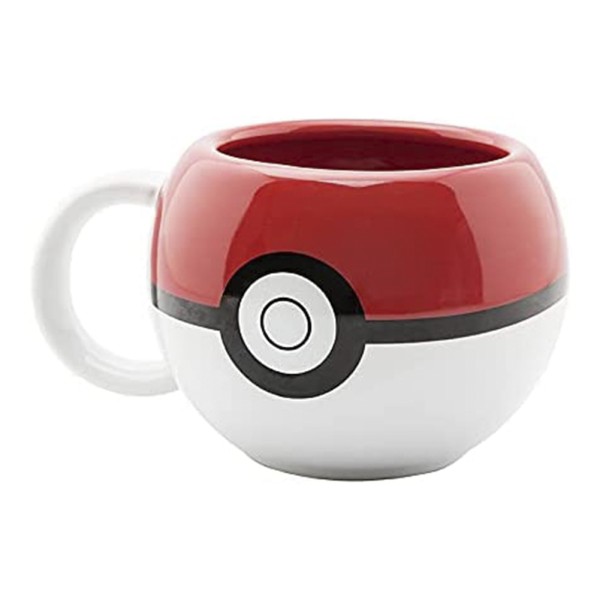 Große Pokemon 3D Tasse aus Keramik | Pokeball Mug | Rot & Weiß | 400 ml