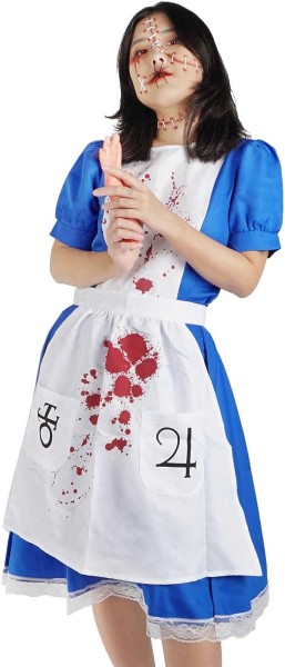 Psycho Dienstmädchen Kleid mit blutiger Schürze | Horror Kostüm | Größen: S - L